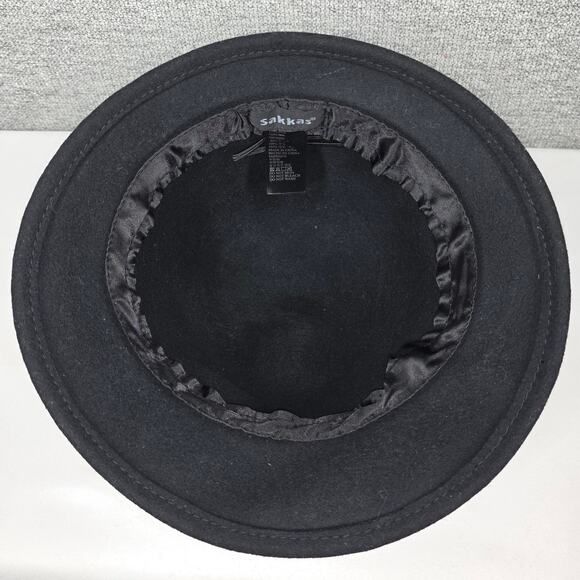 SAKKAS VINTAGE WOMEN'S BLACK 100% WOOL HAT – BOWLER/CLOCHE STYLE – ONE SIZE - Picture 9 of 9